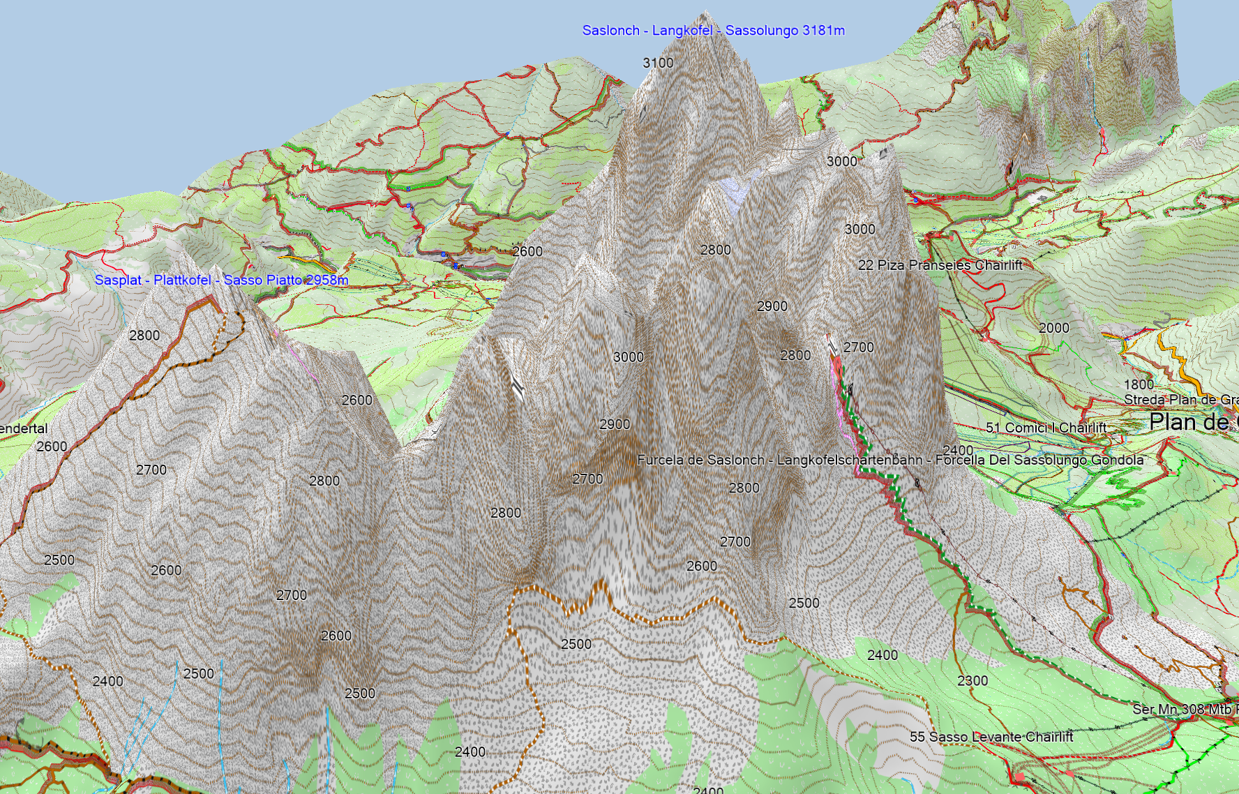 Langkofel OpenMTBMap 3D