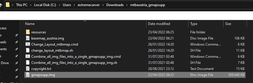 The unpacked gmapsupp.img download and contents